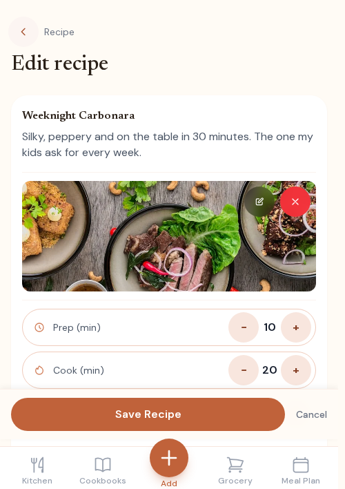 Edit a recipe