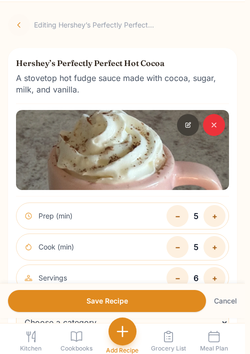 Edit a recipe