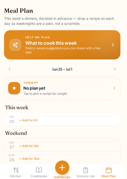 Plan the week in a few taps