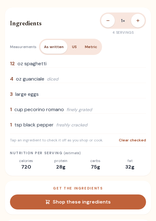 See a recipe in US or metric