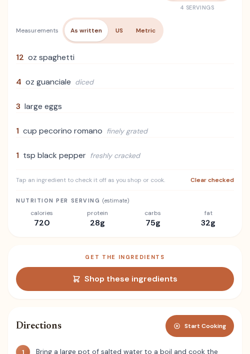 See nutrition for any recipe