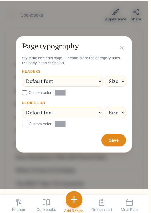 Style a cookbook’s pages