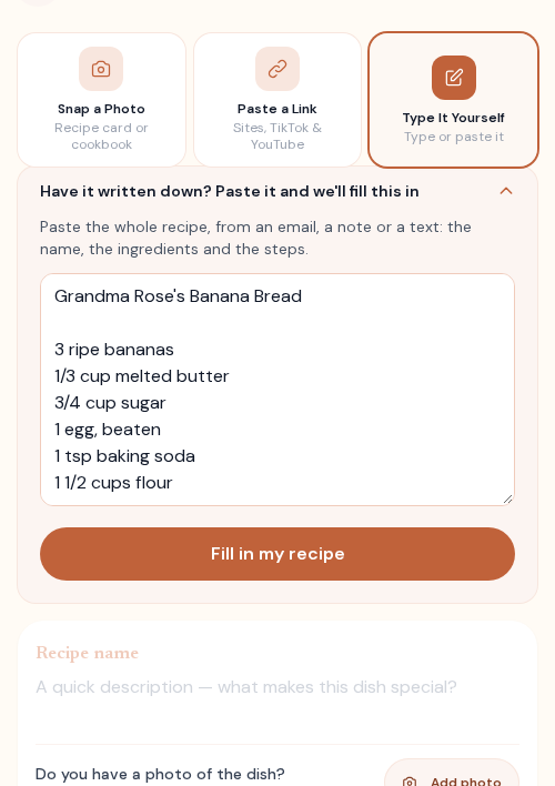 Paste a recipe you have as text