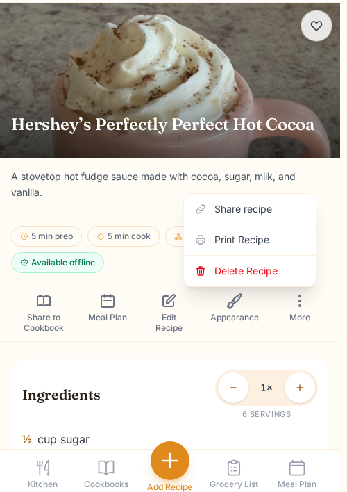 Send a recipe to someone