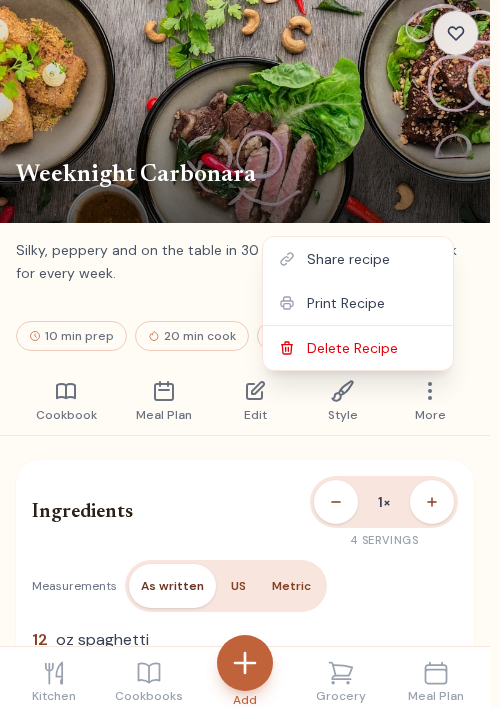Send a recipe to someone