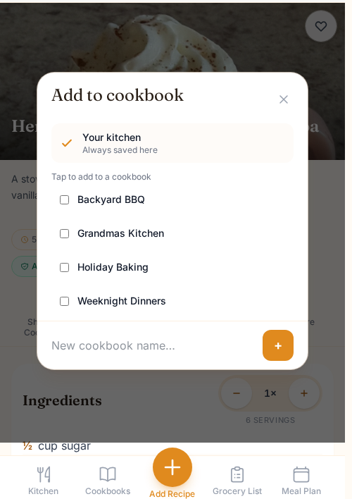 Add a recipe to a cookbook