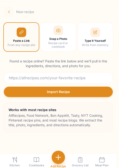 Save a recipe from the web